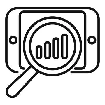Explore smartphone graph insight icon outline vector. Control research Illustrazione stock