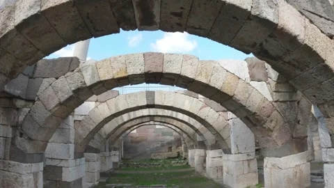Explore Smyrna's Ancient Agora: Timeless Archaeological Masterpiece Stock Footage 302302606