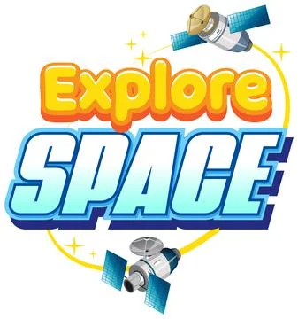 Explore Space word logo design Stock Illustration
