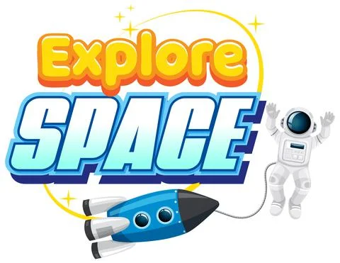 Explore Space word logo design イラスト素材