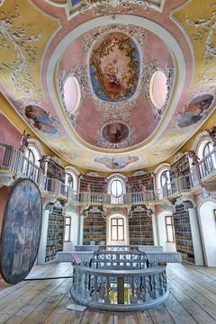 Explore St. Mang Abbey Library in Fussen along the Romantic Road Stock Photos