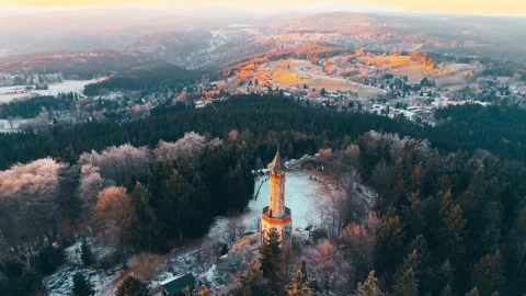 Explore the Stepanka Lookout Tower at Sunset Stock Footage 326367005