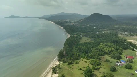 Explore the stunning aerial view of Mersing Malaysia's coastline Stock Footage 313435780