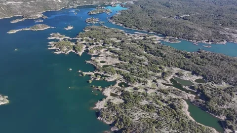 Explore the stunning aerial view of Slansko Lake showcasing its natural beauty Stock Footage 287795529