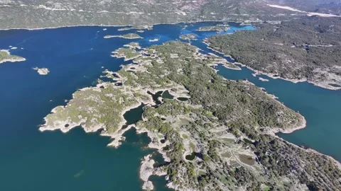 Explore the stunning aerial view of Slansko Lake and its diverse natural Video stock 287795982