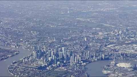 Explore stunning aerial views of central London on a sunny day showcasing the Sh Stock Footage 306576919