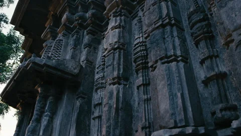 Explore the stunning ancient temple pillars showcasing intricate designs Stock Footage 321434869
