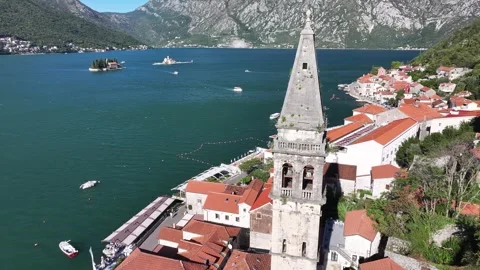 Explore the stunning coastal town of Kotor in Montenegro with views of mountains Stock Footage 287787751