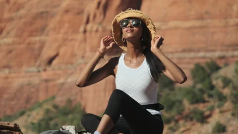 Explore the stunning desert trails while hiking in Sedona, Arizona Stock Footage 312644043