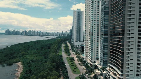 Explore stunning drone views of Panama City's skyline and waterfront! Stock Footage 321455934