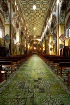 Explore the stunning interior of Basilica de Nuestra Senora del Rosario de Agua Stock Photos