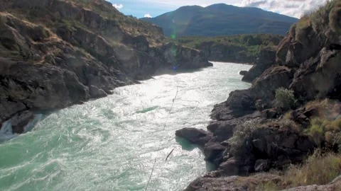 Explore stunning mountain river in Argentina's Patagonia region Video stock 289805519