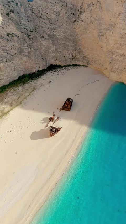 Explore the stunning Navagio Beach with its iconic shipwreck in Zakynthos Greece Stock Footage 337360960