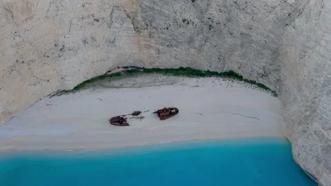 Explore the stunning Navagio Beach in Zakynthos, Greece with its iconic Stock Footage 337363493