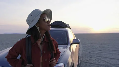 Explore the stunning salt flats on an unforgettable road trip adventure Stock Footage 312661925