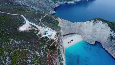 Explore stunning Zakynthos coastline with clear blue waters Stock Footage 320304161