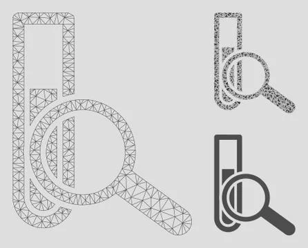 Explore Test-Tube Vector Mesh 2D Model and Triangle Mosaic Icon Stock Illustration