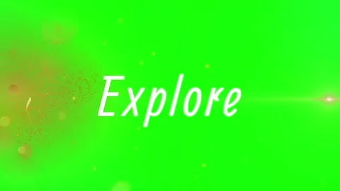 Explore text animation on green screen background with glowing golden particles Stock Footage 340941339