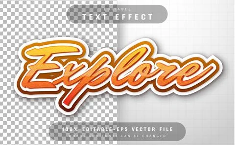 Explore text effect editable Stock Illustration