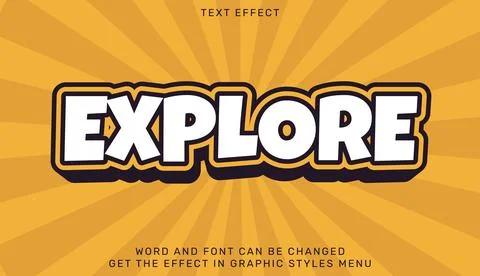 Explore text effect template in 3d design Stock Illustration