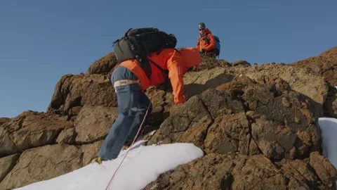 Explore the thrilling glacier snow expedition and witness breathtaking mountain Stock Footage 288172117