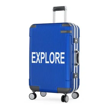 Explore travel, concept. Suitcase on wheels, symbolizing travel, tourism an.. Stock Illustration