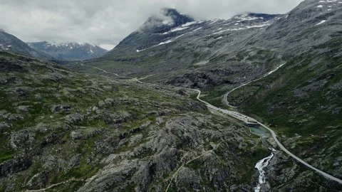 Explore Trollstigen on Norwegian County Road 63 With Mountain Views and Bends Stock Footage 330053905