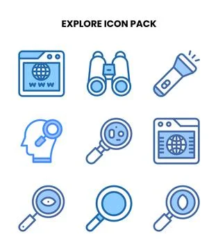 Explore Two Colour Graphics Icons Pack Stockillustratie