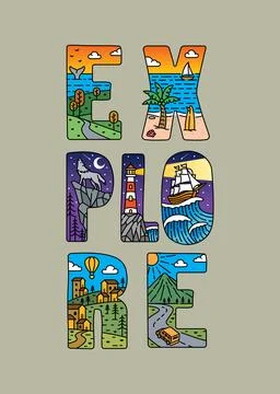 Explore typography design vector, for t-shirt, poster and other uses Stock Illustration