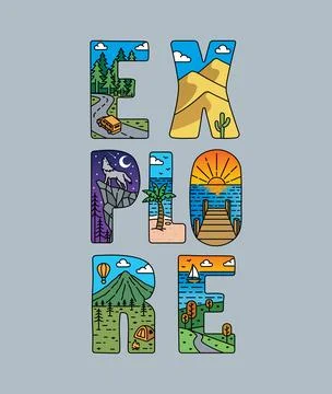 Explore typography design vector, for t-shirt, poster and other uses Stock Illustration