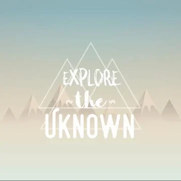 Explore the unknown concept illustration. Polygon mountains landscape in morning Stock Illustration