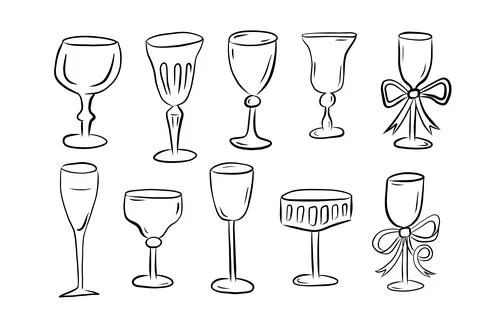 Explore the Various Types of Elegant Drinkware Collection Featuring a Range.. Stock Illustration