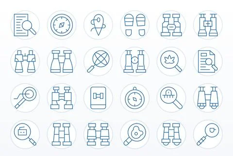 Explore Vector Icon Toolkit featuring 24 Display Perfect 64x64 Thin Line el.. Illustrazione stock