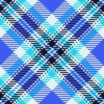 Explore this vibrant blue and white diagonal tartan pattern with intricate .. Stock Illustration