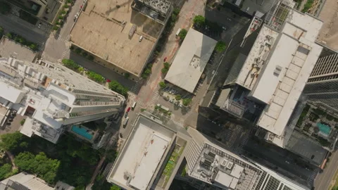 Explore vibrant downtown Austin from above showcasing the stunning cityscape and Stock Footage 288848762