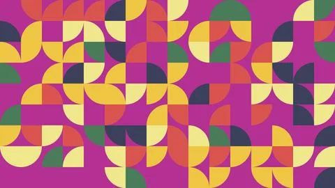 Explore a vibrant geometric pattern featuring colorful shapes and curves ar.. Stock Illustration