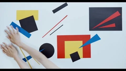 Explore vibrant shapes and colors in abstract art creation Stock Footage 320370011