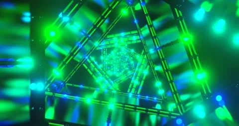 Explore a vibrant tunnel with continuous light patterns in a loop Stock Footage 317963295