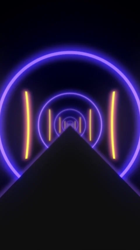 Explore a vibrant tunnel filled with neon lights and geometric patterns Video stock 311340389