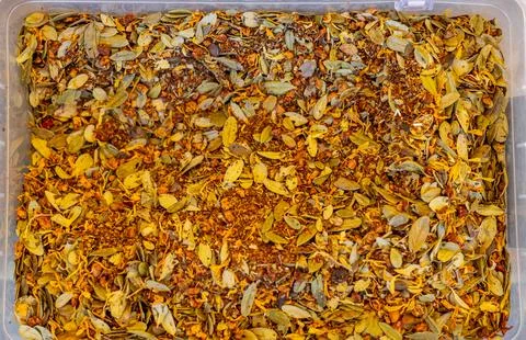 Explore the vibrant world of masala tea at a bustling market. Spices blend .. Stock Photos
