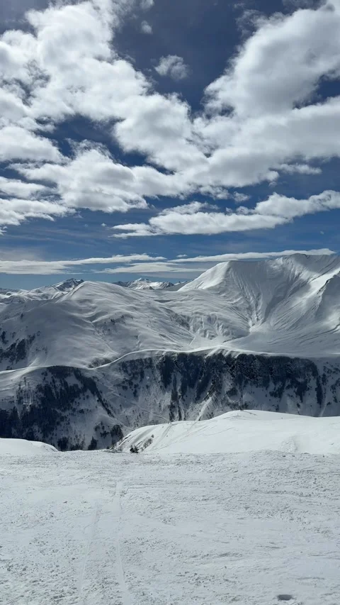Explore the winter mountains at Gudauri ski resort in Georgia for skiing and Stock-Footage 322812638