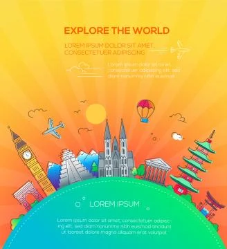 Explore the World - flat design travel composition Stock Illustration