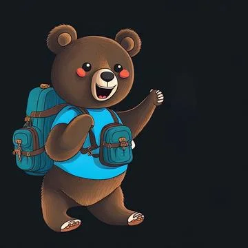 Explore the world slogan with bear toy and backpack Stock Illustration