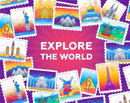 Explore the world - vector line travel illustration Stock Illustration