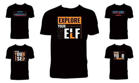 Explore Yourself Typography And Lettering T Shirt Design Bundle Stock Illustration