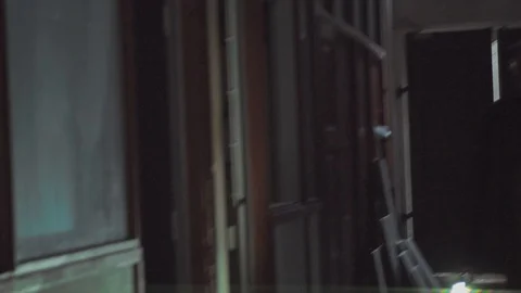 Explorer in abandoned building Stock Footage 85843787