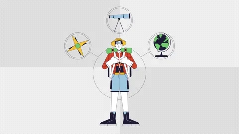 Explorer brand archetype 2D animation Stock Footage 327353224