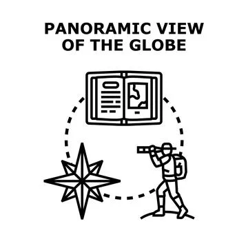 Explorer discovering world map, navigation, and adventure journey Stock Illustration