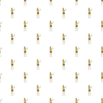 Explorer girl pattern finding clues with magnifying glass Stock Illustration