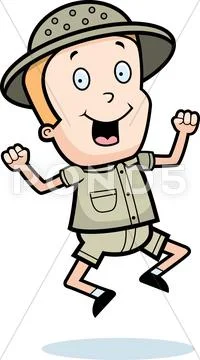 Explorer Jumping Stock Illustration